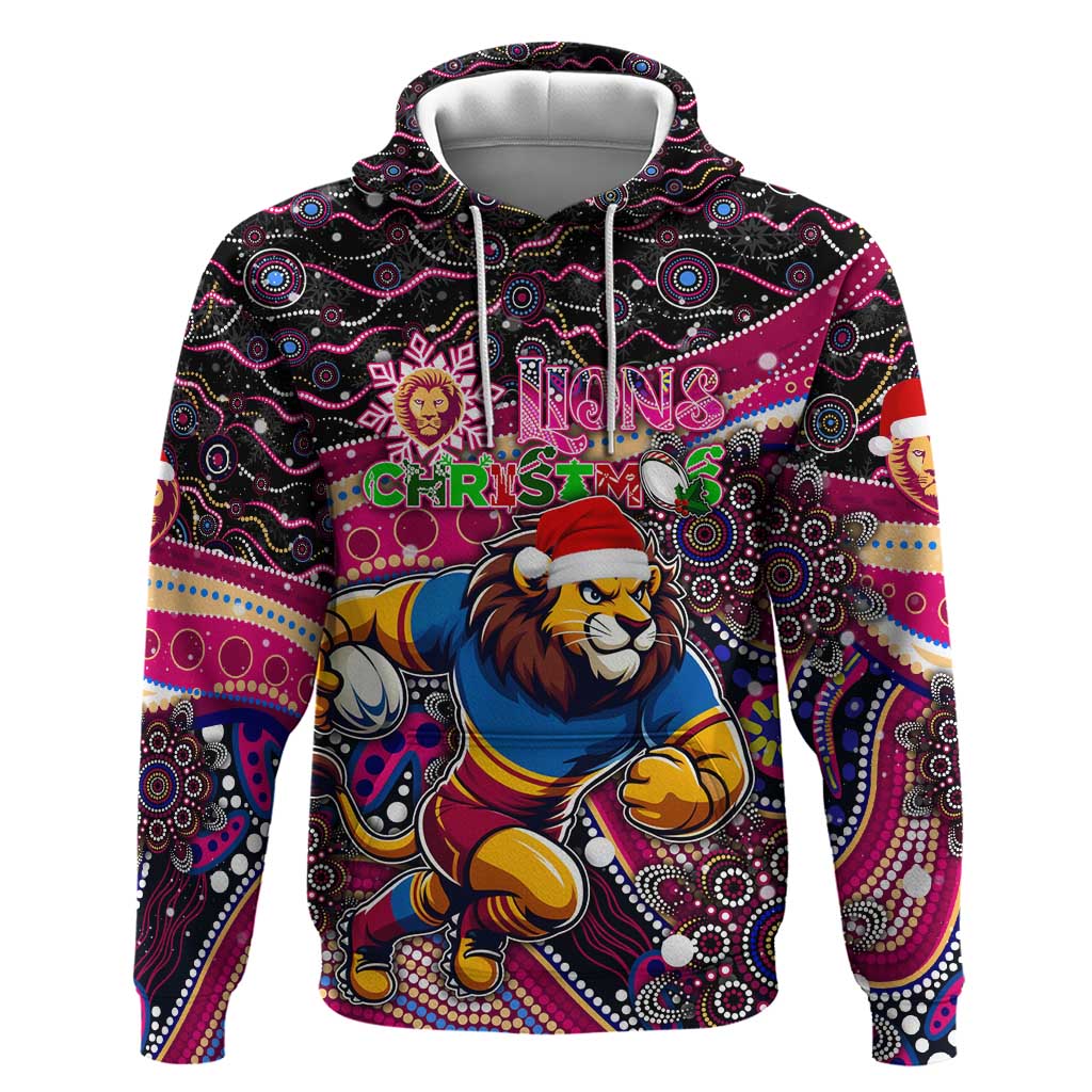 Merry Christmas AFL Brisbane Lions Hoodie Aboriginal Santa Football Mascot