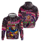 Merry Christmas AFL Brisbane Lions Hoodie Aboriginal Santa Football Mascot