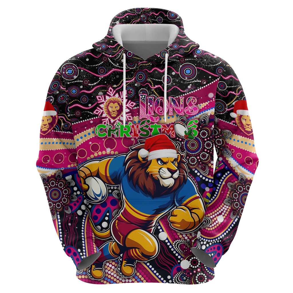 Merry Christmas AFL Brisbane Lions Hoodie Aboriginal Santa Football Mascot