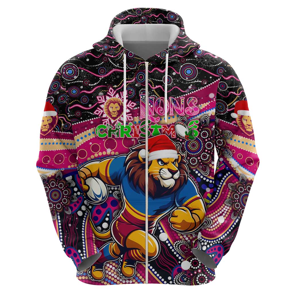 Merry Christmas AFL Brisbane Lions Hoodie Aboriginal Santa Football Mascot