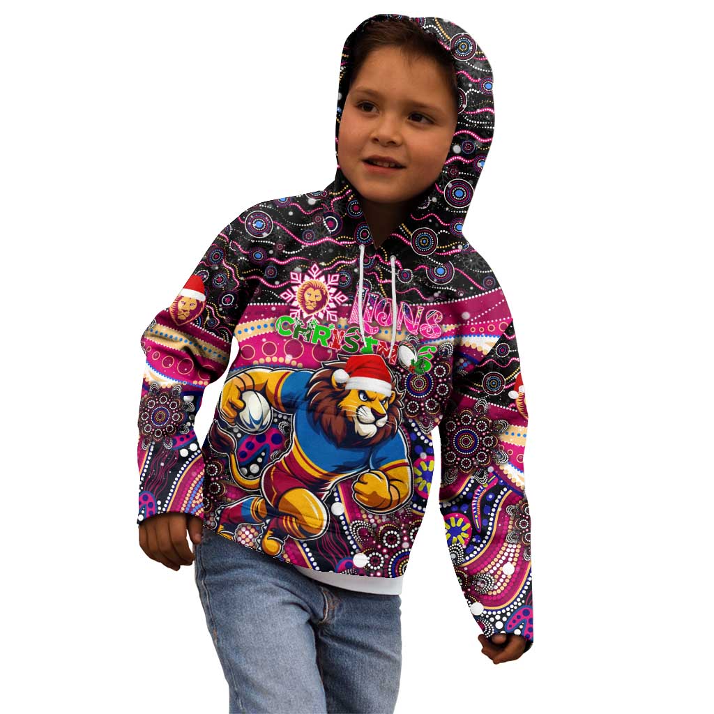 Merry Christmas AFL Brisbane Lions Kid Hoodie Aboriginal Santa Football Mascot