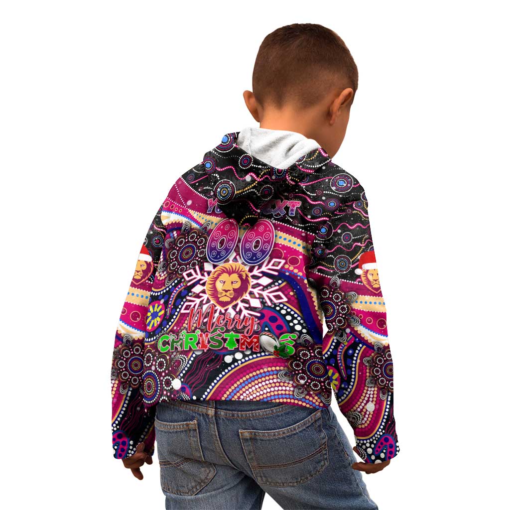 Merry Christmas AFL Brisbane Lions Kid Hoodie Aboriginal Santa Football Mascot