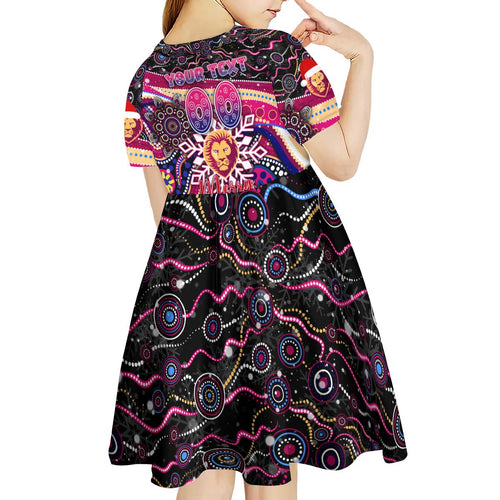 Merry Christmas AFL Brisbane Lions Kid Short Sleeve Dress Aboriginal Santa Football Mascot