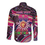 Merry Christmas AFL Brisbane Lions Long Sleeve Button Shirt Aboriginal Santa Football Mascot