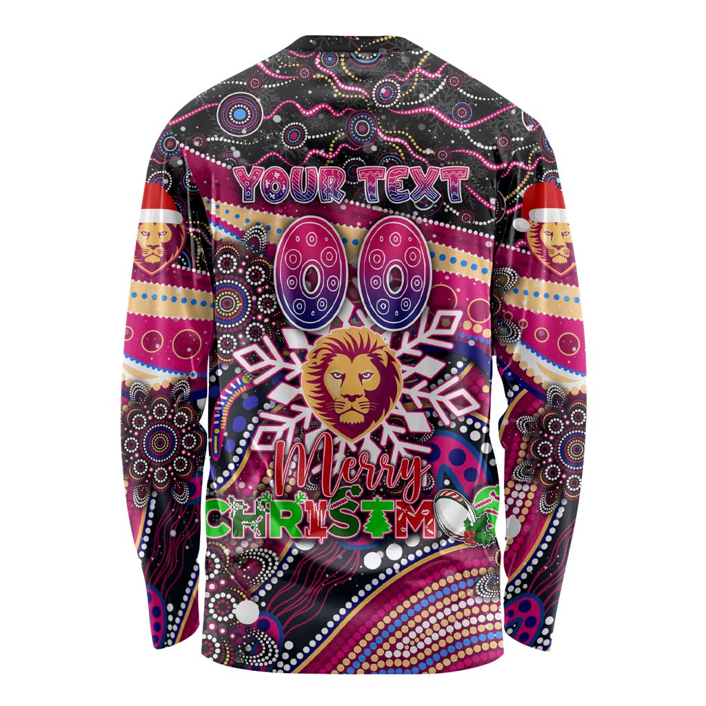 Merry Christmas AFL Brisbane Lions Long Sleeve Shirt Aboriginal Santa Football Mascot