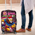 Merry Christmas AFL Brisbane Lions Luggage Cover Aboriginal Santa Football Mascot