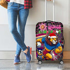Merry Christmas AFL Brisbane Lions Luggage Cover Aboriginal Santa Football Mascot