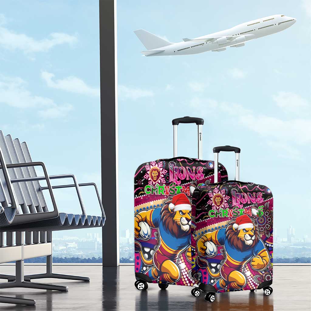 Merry Christmas AFL Brisbane Lions Luggage Cover Aboriginal Santa Football Mascot