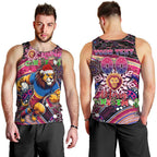 Merry Christmas AFL Brisbane Lions Men Tank Top Aboriginal Santa Football Mascot