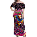 Merry Christmas AFL Brisbane Lions Off Shoulder Maxi Dress Aboriginal Santa Football Mascot