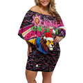 Merry Christmas AFL Brisbane Lions Off Shoulder Short Dress Aboriginal Santa Football Mascot
