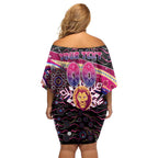 Merry Christmas AFL Brisbane Lions Off Shoulder Short Dress Aboriginal Santa Football Mascot
