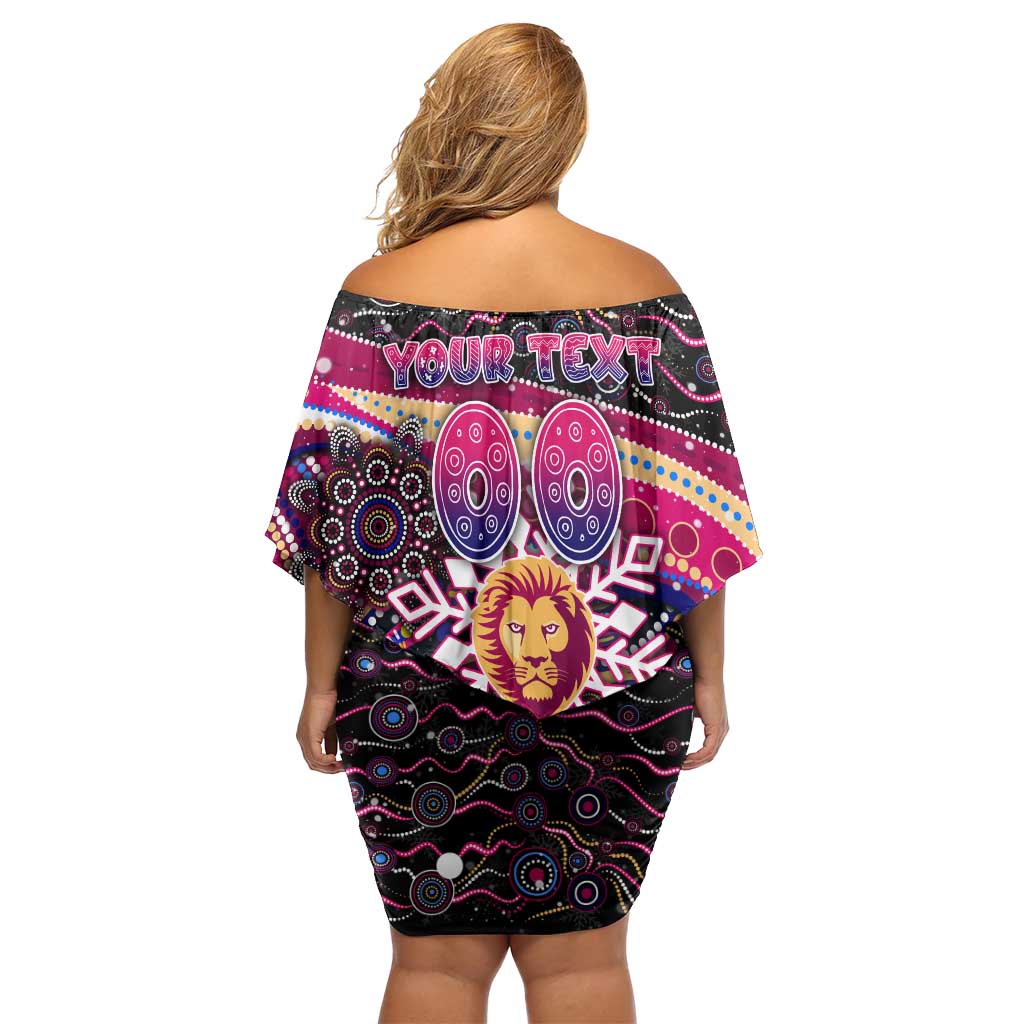 Merry Christmas AFL Brisbane Lions Off Shoulder Short Dress Aboriginal Santa Football Mascot