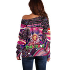 Merry Christmas AFL Brisbane Lions Off Shoulder Sweater Aboriginal Santa Football Mascot