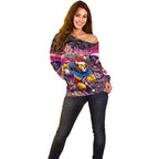 Merry Christmas AFL Brisbane Lions Off Shoulder Sweater Aboriginal Santa Football Mascot