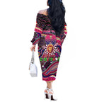 Merry Christmas AFL Brisbane Lions Off The Shoulder Long Sleeve Dress Aboriginal Santa Football Mascot