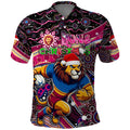 Merry Christmas AFL Brisbane Lions Polo Shirt Aboriginal Santa Football Mascot