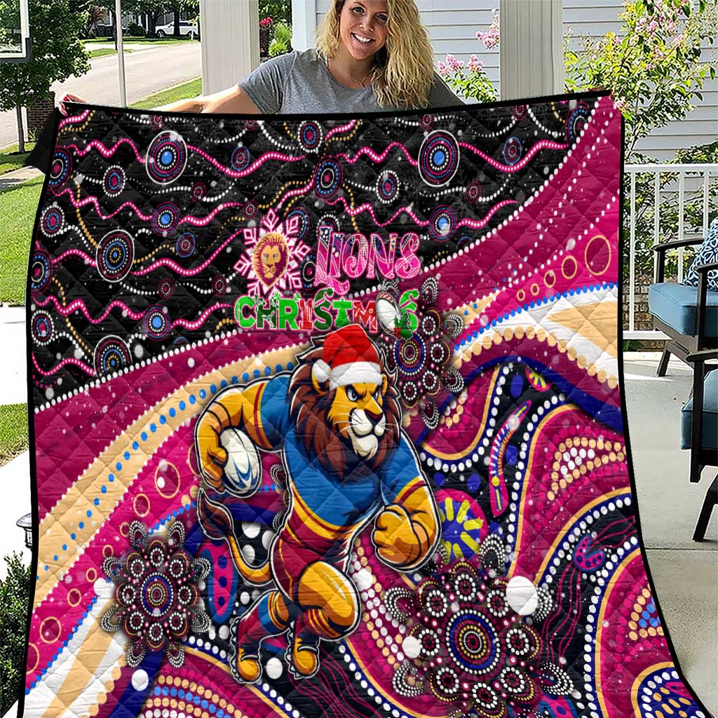 Merry Christmas AFL Brisbane Lions Quilt Aboriginal Santa Football Mascot