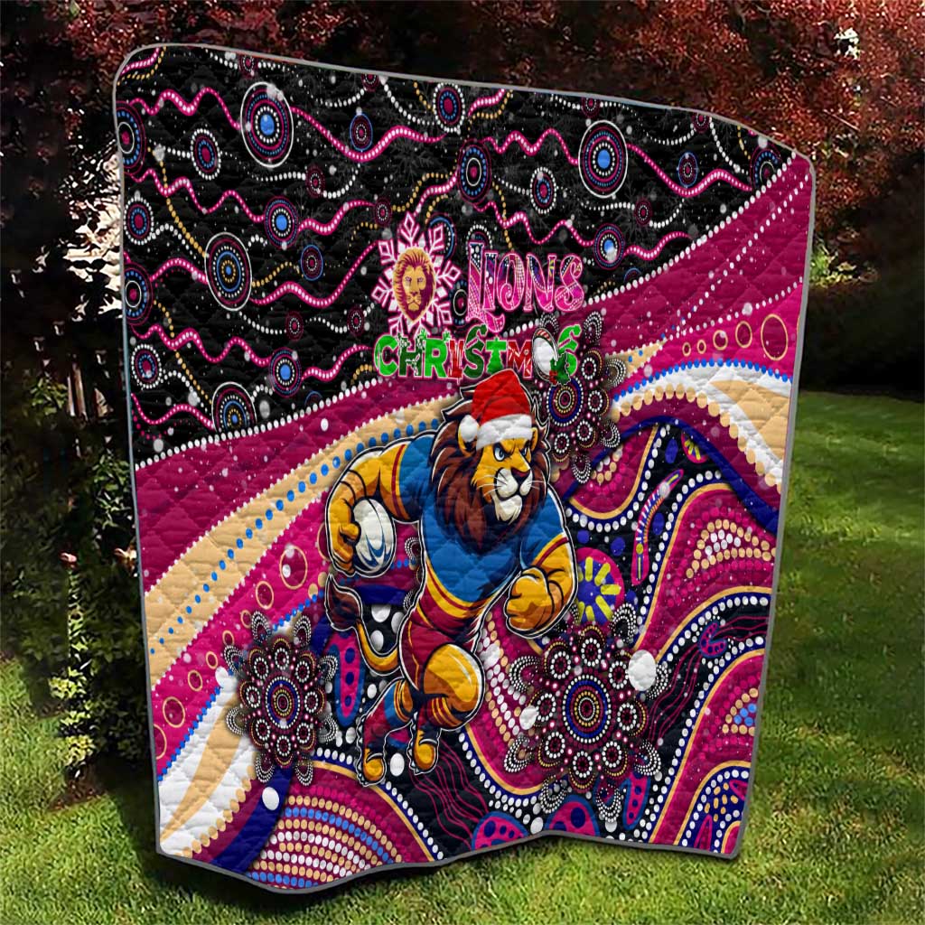 Merry Christmas AFL Brisbane Lions Quilt Aboriginal Santa Football Mascot