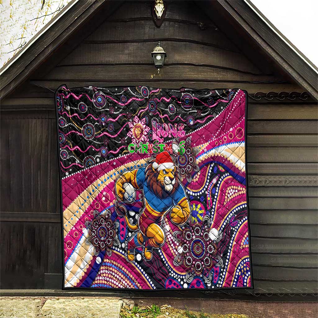 Merry Christmas AFL Brisbane Lions Quilt Aboriginal Santa Football Mascot