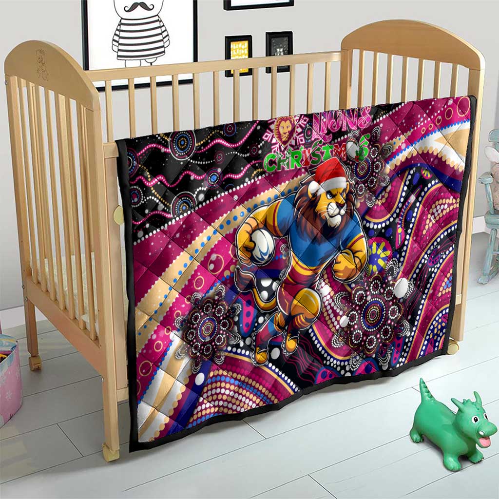 Merry Christmas AFL Brisbane Lions Quilt Aboriginal Santa Football Mascot