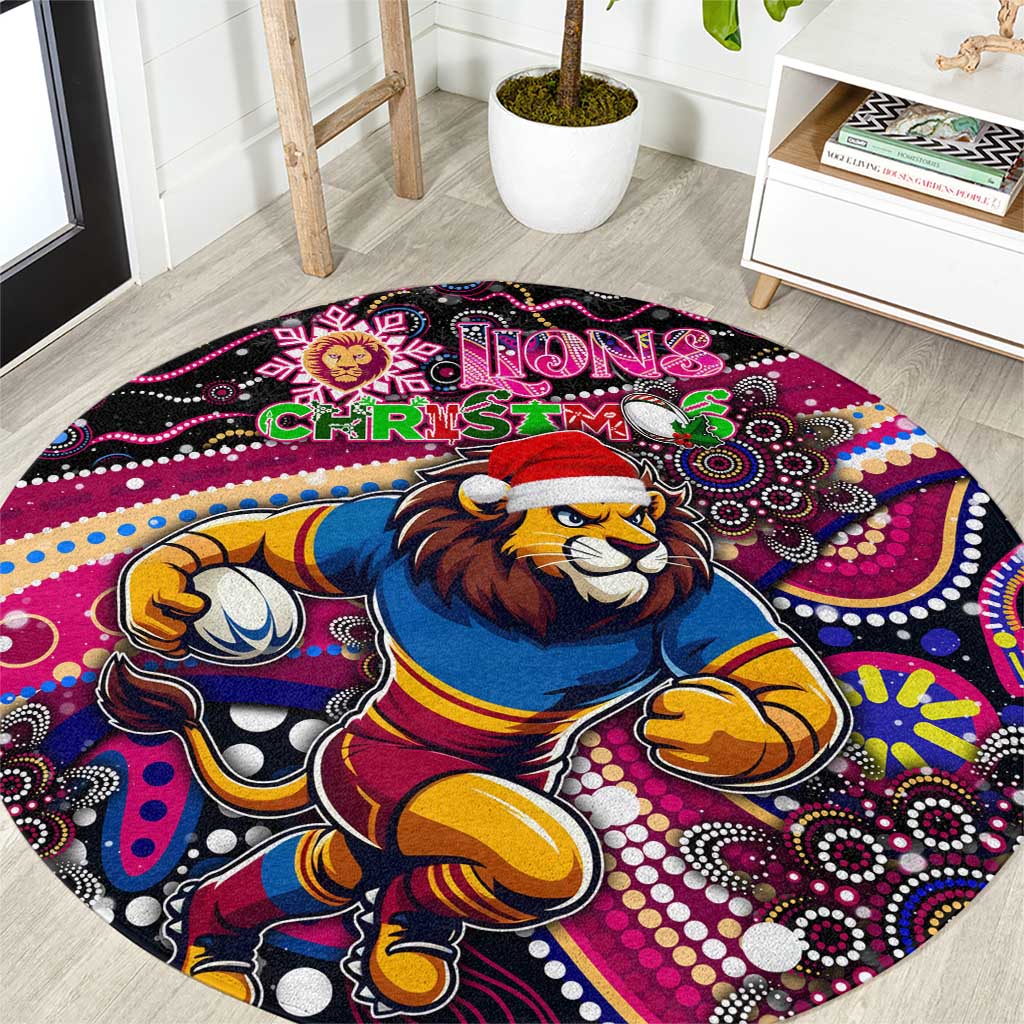 Merry Christmas AFL Brisbane Lions Round Carpet Aboriginal Santa Football Mascot