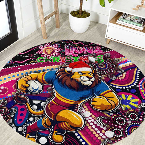 Merry Christmas AFL Brisbane Lions Round Carpet Aboriginal Santa Football Mascot