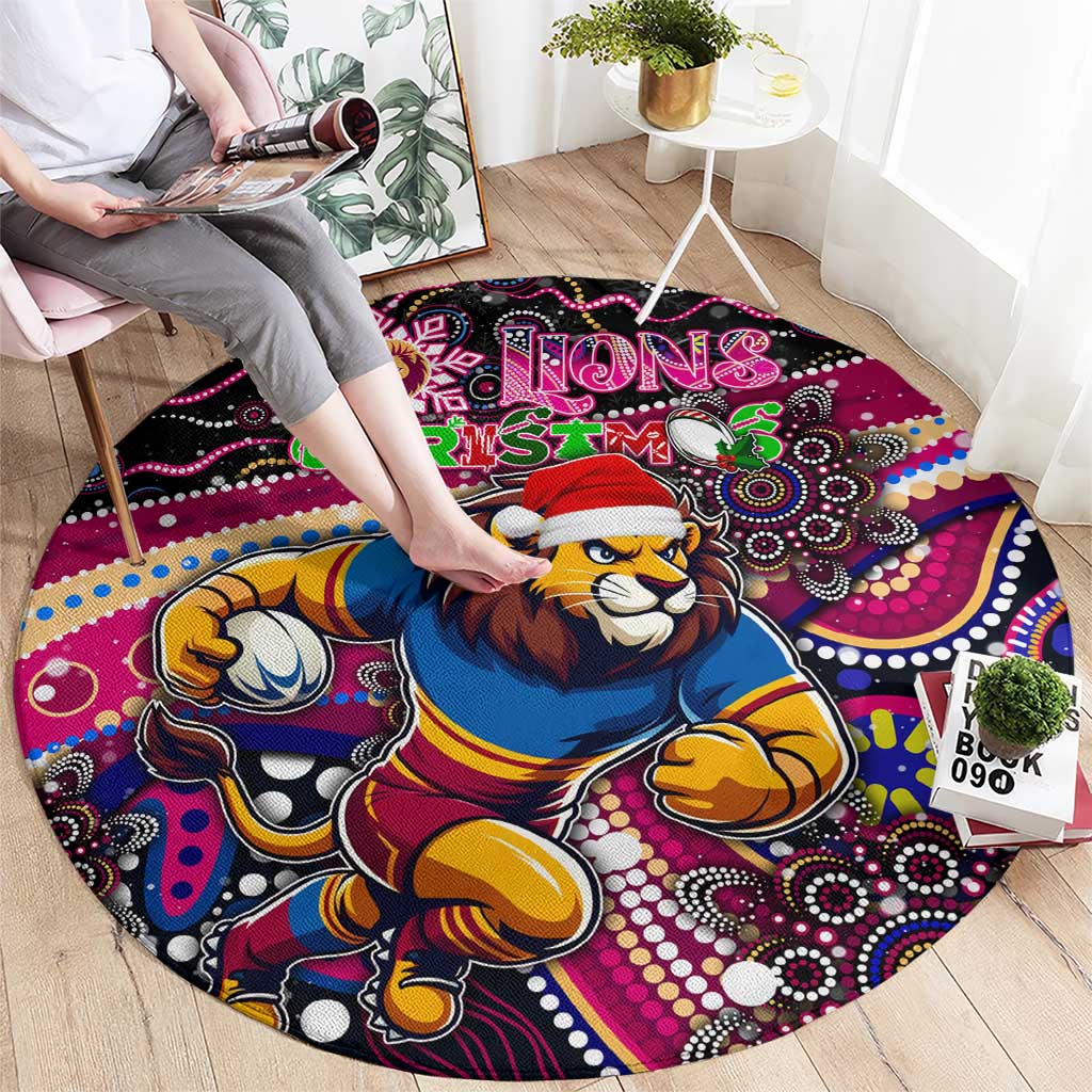 Merry Christmas AFL Brisbane Lions Round Carpet Aboriginal Santa Football Mascot