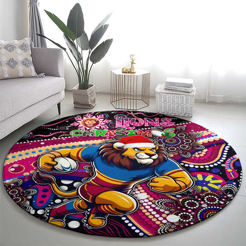 Merry Christmas AFL Brisbane Lions Round Carpet Aboriginal Santa Football Mascot
