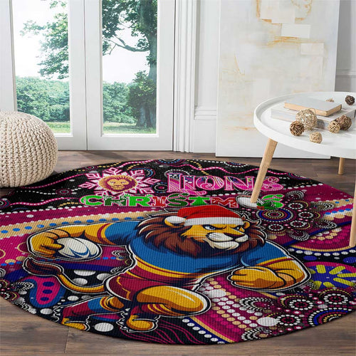 Merry Christmas AFL Brisbane Lions Round Carpet Aboriginal Santa Football Mascot