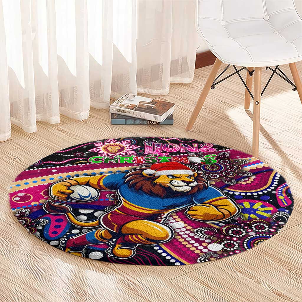 Merry Christmas AFL Brisbane Lions Round Carpet Aboriginal Santa Football Mascot