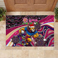 Merry Christmas AFL Brisbane Lions Rubber Doormat Aboriginal Santa Football Mascot
