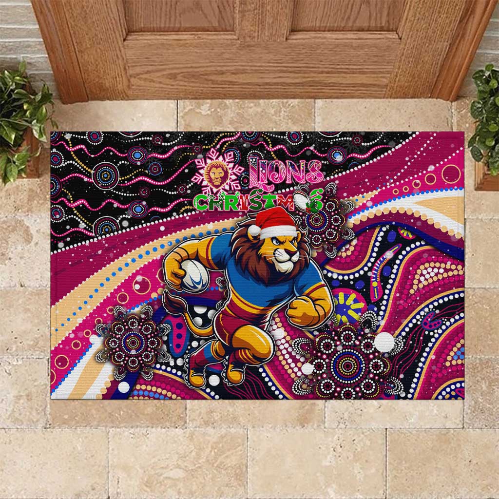 Merry Christmas AFL Brisbane Lions Rubber Doormat Aboriginal Santa Football Mascot