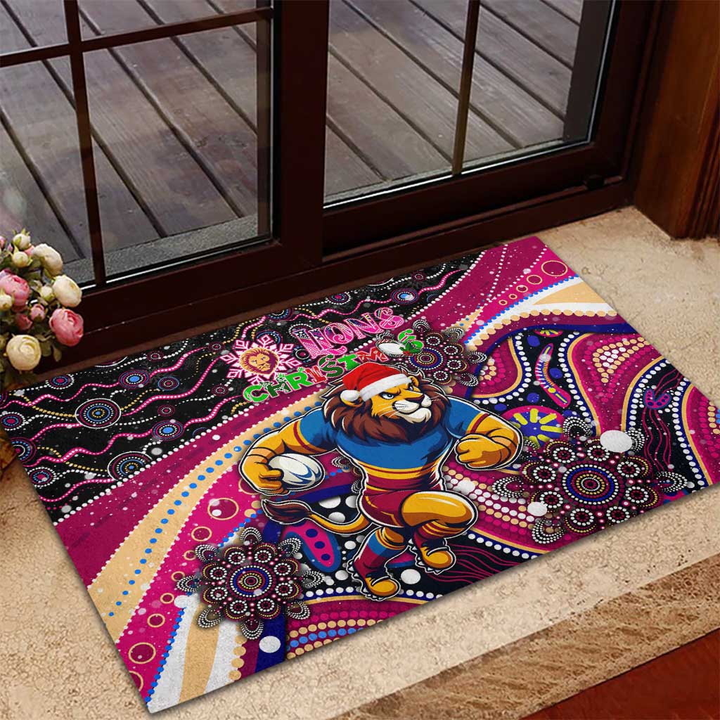 Merry Christmas AFL Brisbane Lions Rubber Doormat Aboriginal Santa Football Mascot
