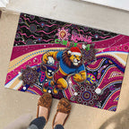 Merry Christmas AFL Brisbane Lions Rubber Doormat Aboriginal Santa Football Mascot