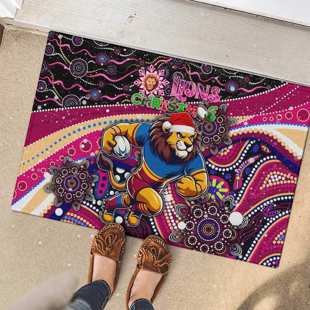 Merry Christmas AFL Brisbane Lions Rubber Doormat Aboriginal Santa Football Mascot