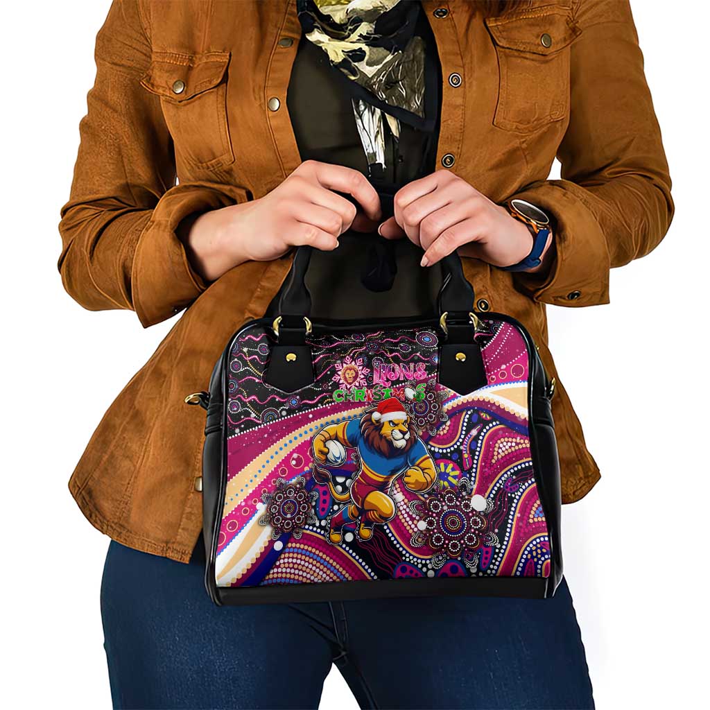 Merry Christmas AFL Brisbane Lions Shoulder Handbag Aboriginal Santa Football Mascot