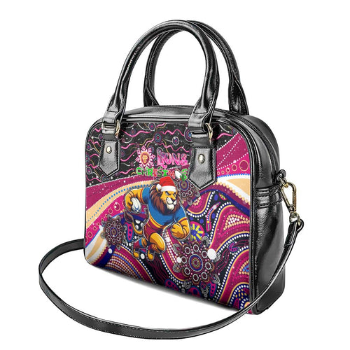 Merry Christmas AFL Brisbane Lions Shoulder Handbag Aboriginal Santa Football Mascot