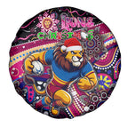 Merry Christmas AFL Brisbane Lions Spare Tire Cover Aboriginal Santa Football Mascot
