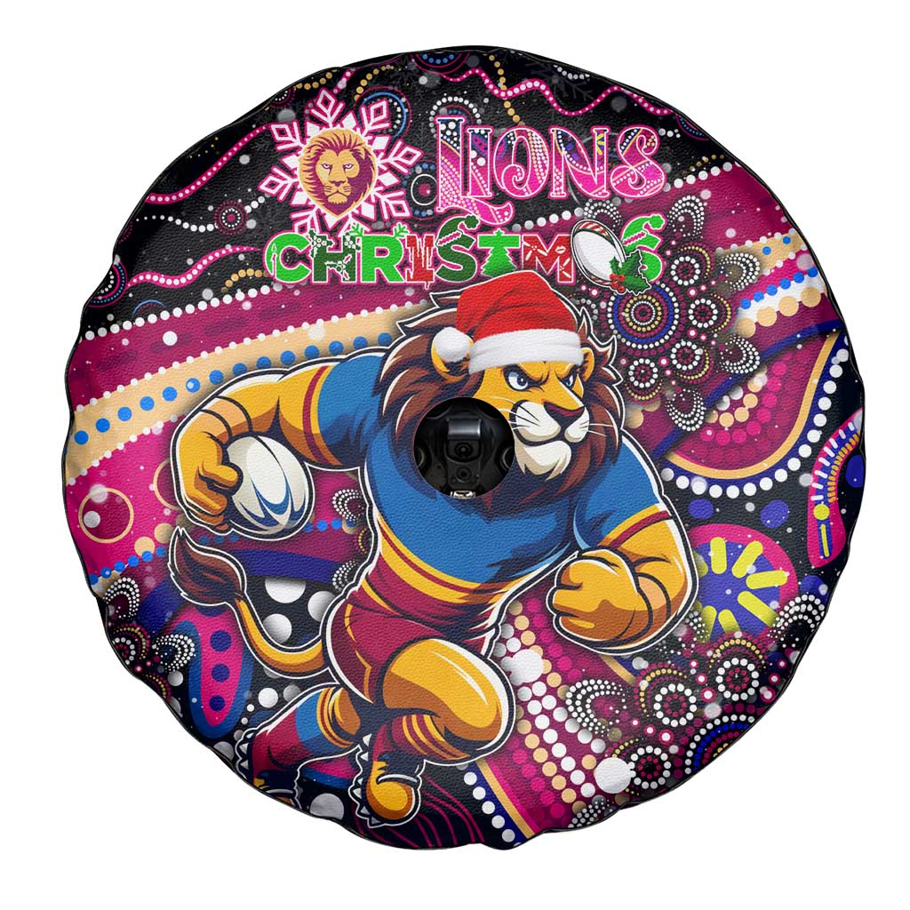 Merry Christmas AFL Brisbane Lions Spare Tire Cover Aboriginal Santa Football Mascot