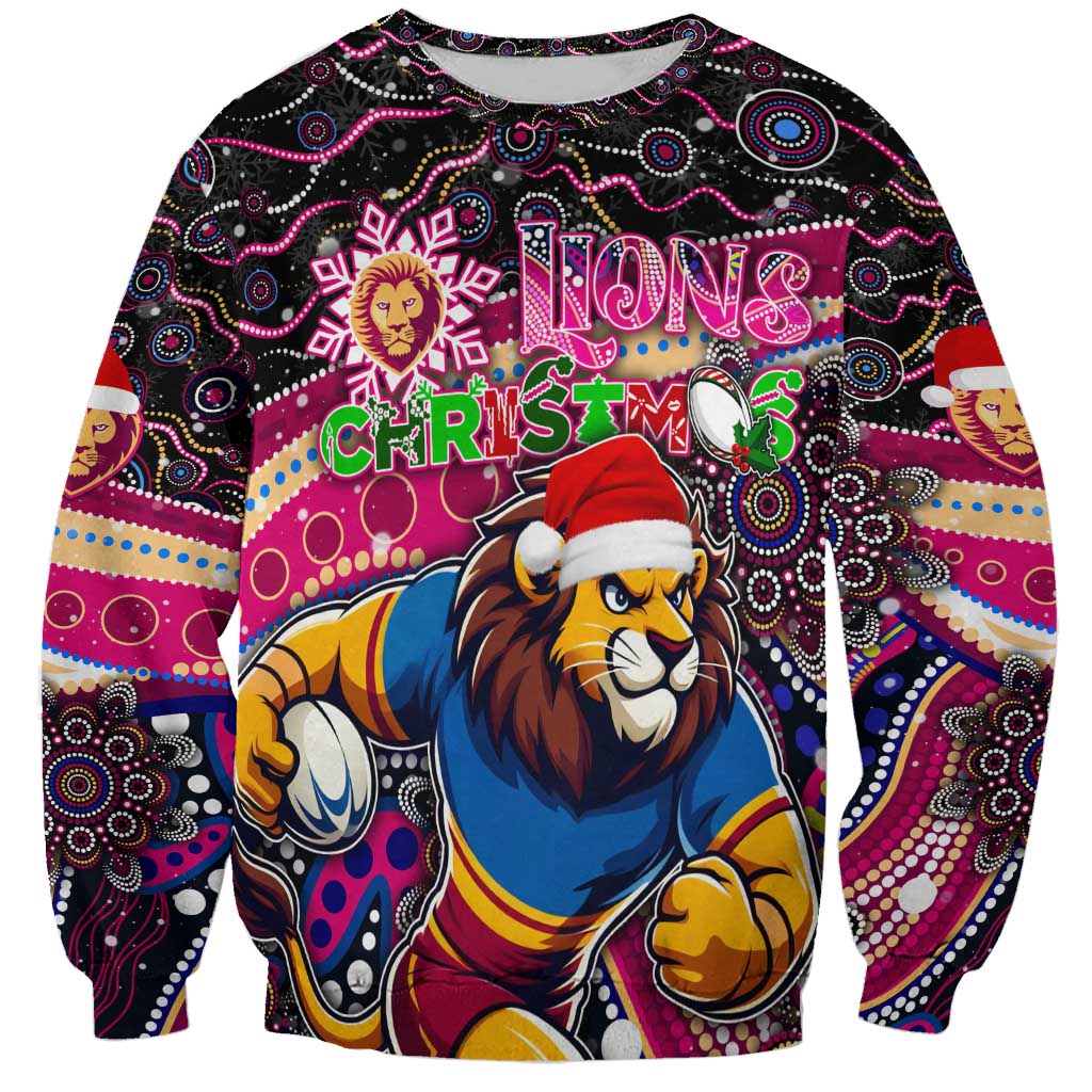 Merry Christmas AFL Brisbane Lions Sweatshirt Aboriginal Santa Football Mascot