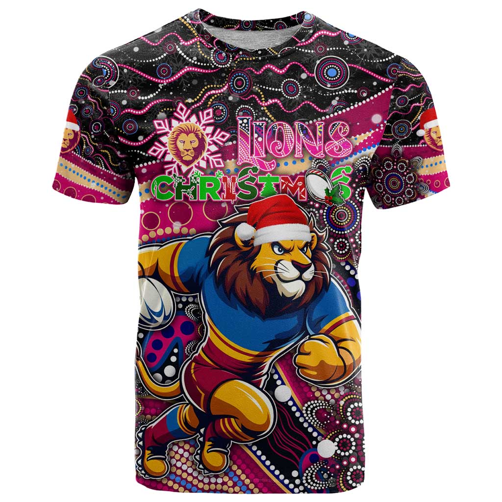 Merry Christmas AFL Brisbane Lions T Shirt Aboriginal Santa Football Mascot