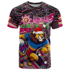 Merry Christmas AFL Brisbane Lions T Shirt Aboriginal Santa Football Mascot