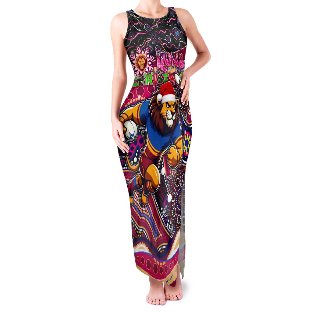 Merry Christmas AFL Brisbane Lions Tank Maxi Dress Aboriginal Santa Football Mascot