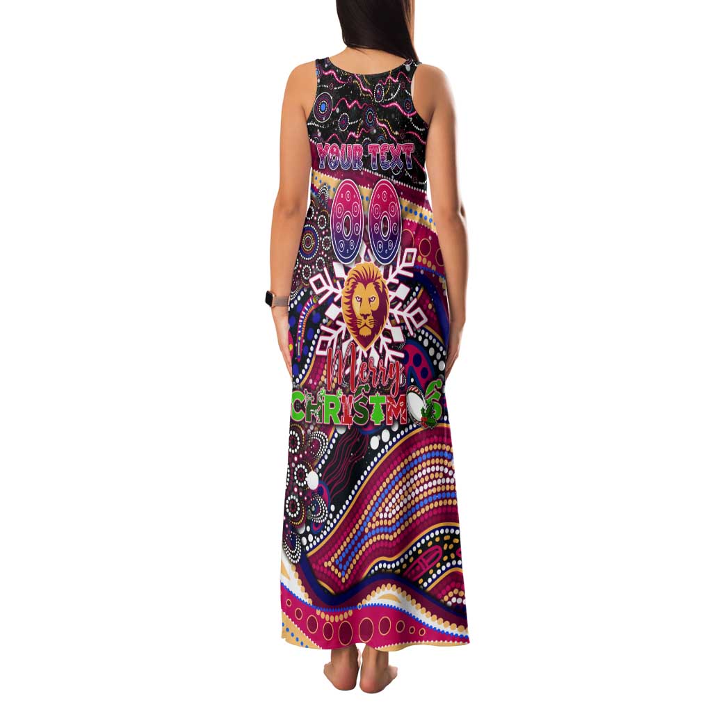 Merry Christmas AFL Brisbane Lions Tank Maxi Dress Aboriginal Santa Football Mascot