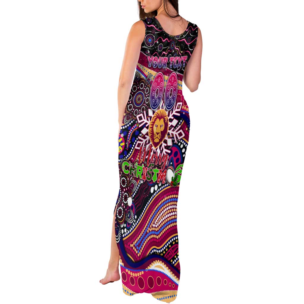 Merry Christmas AFL Brisbane Lions Tank Maxi Dress Aboriginal Santa Football Mascot