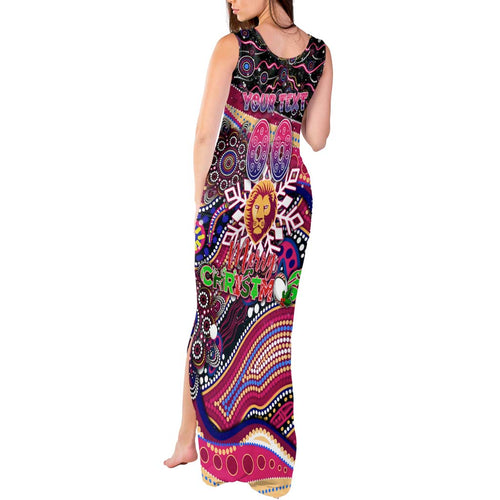 Merry Christmas AFL Brisbane Lions Tank Maxi Dress Aboriginal Santa Football Mascot