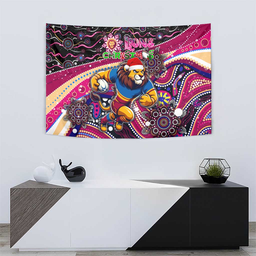 Merry Christmas AFL Brisbane Lions Tapestry Aboriginal Santa Football Mascot