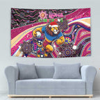 Merry Christmas AFL Brisbane Lions Tapestry Aboriginal Santa Football Mascot