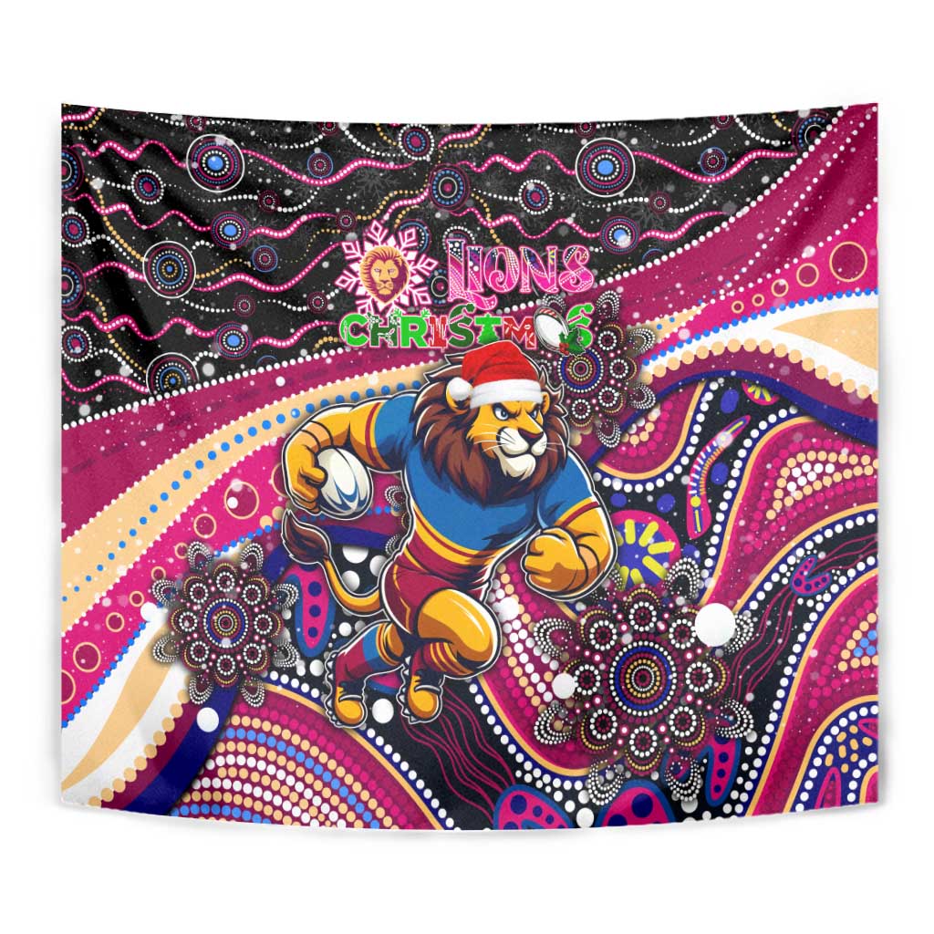 Merry Christmas AFL Brisbane Lions Tapestry Aboriginal Santa Football Mascot